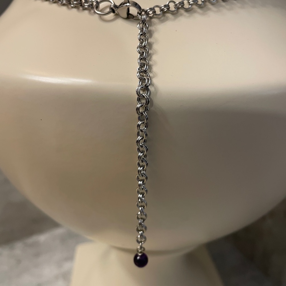 Silver Infinity Celtic Knot Necklace with Purple Bead - Picture 4 of 8